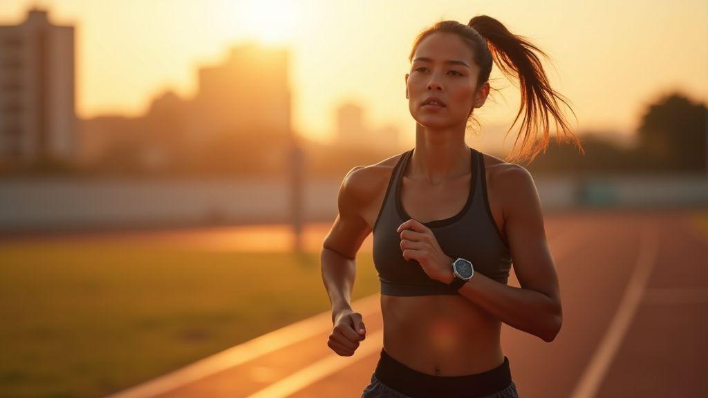 Performance e treino: Casio feminino esportivo em ação