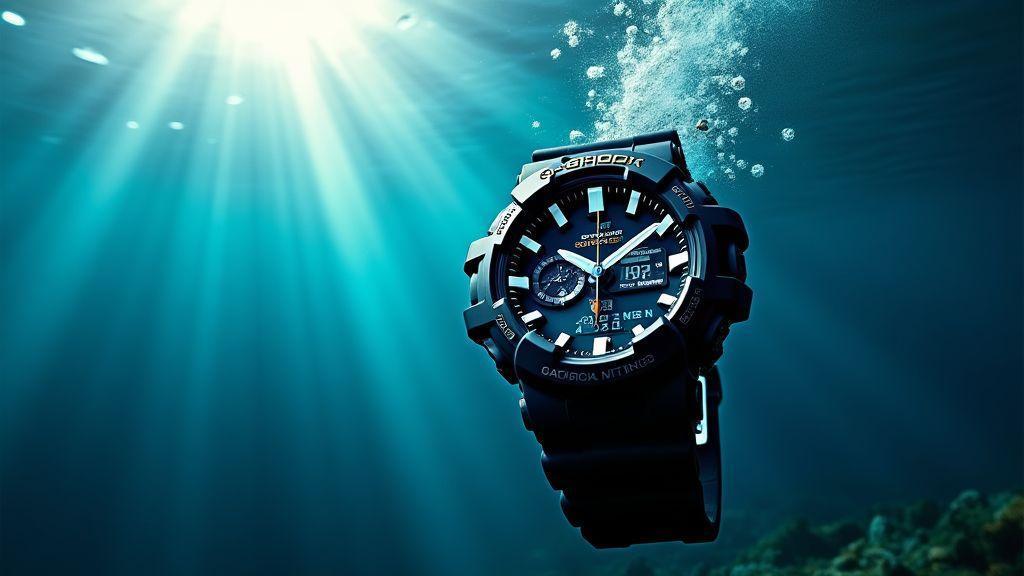 Uso aquático com g-shock impermeável 200 metros